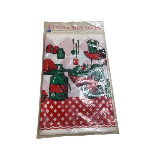 Vintage Picnic Table Cover New Old Stock 54" x 72" Plastic Bar-b-ques - Picture 7 of 7